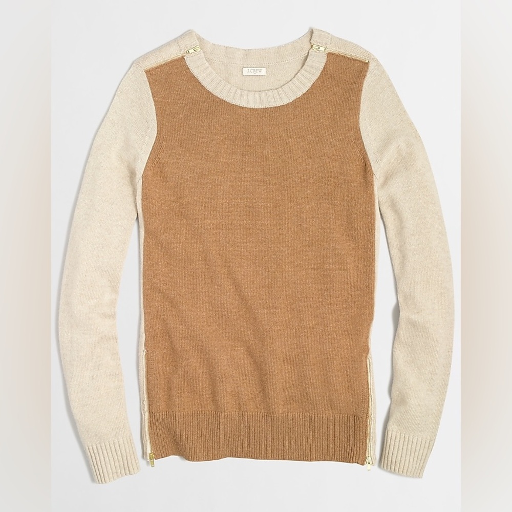 J. CREW warmspun colorblock zip sweater